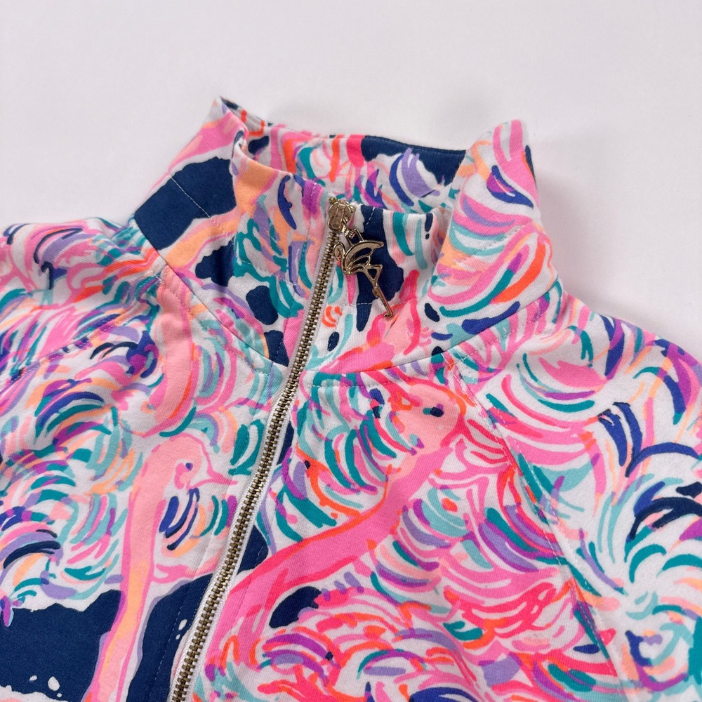 Lilly Pulitzer Skipper Popover XS Gimme Some Leg Flamingo Half Zip Pullover